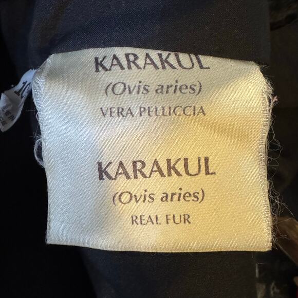 Vintage Made in Greece Size 10 Karakul Lamb Real Fur Black Coat Ovis Aries - Picture 12 of 13